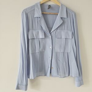 Zara Light Blue Casual Blouse M